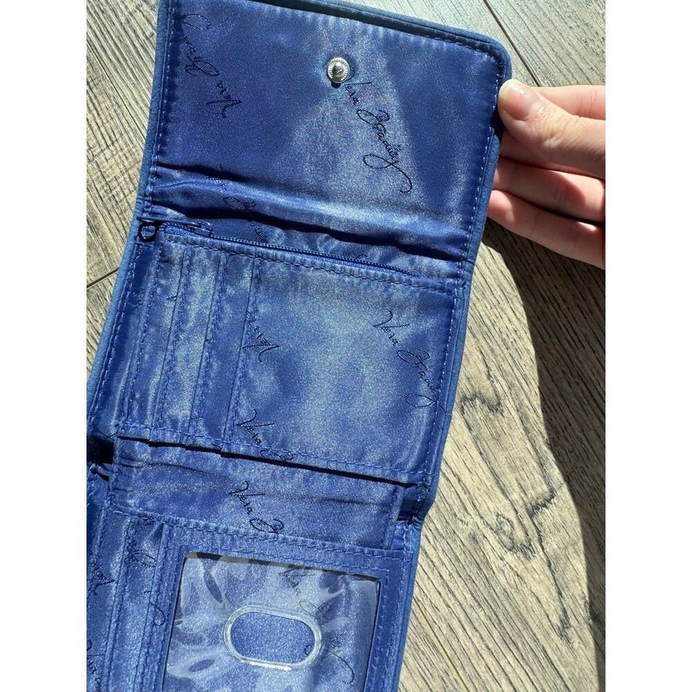 Vera Bradley Wallet Katalina Pink Purple Diamonds Trifold Quilted Fabric Blue - Picture 2 of 6